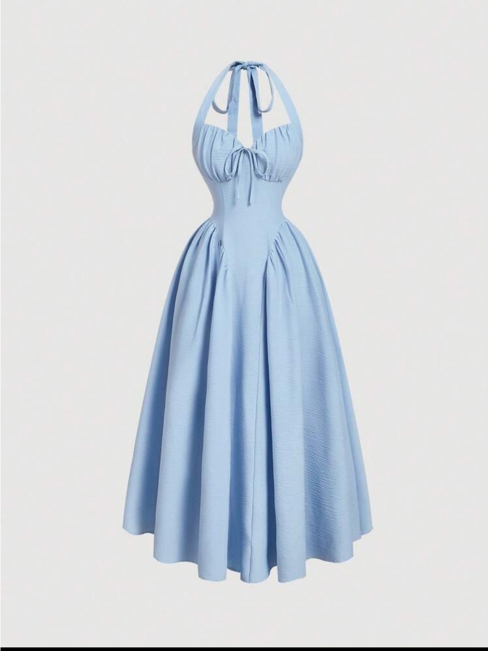 SHEIN Light Blue Halter Tie Midi Dress
